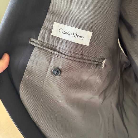 Calvin Klein Men’s Blazer 46R 100%‎ Wool Navy Blue Dress Coat - Picture 3 of 11